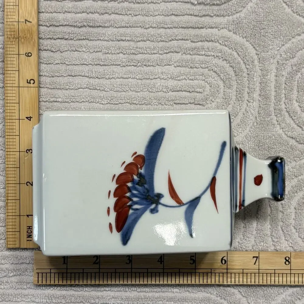 1970s Japanese Mid Century Modern Shino Tokkuri Square Sake Bottle Vase